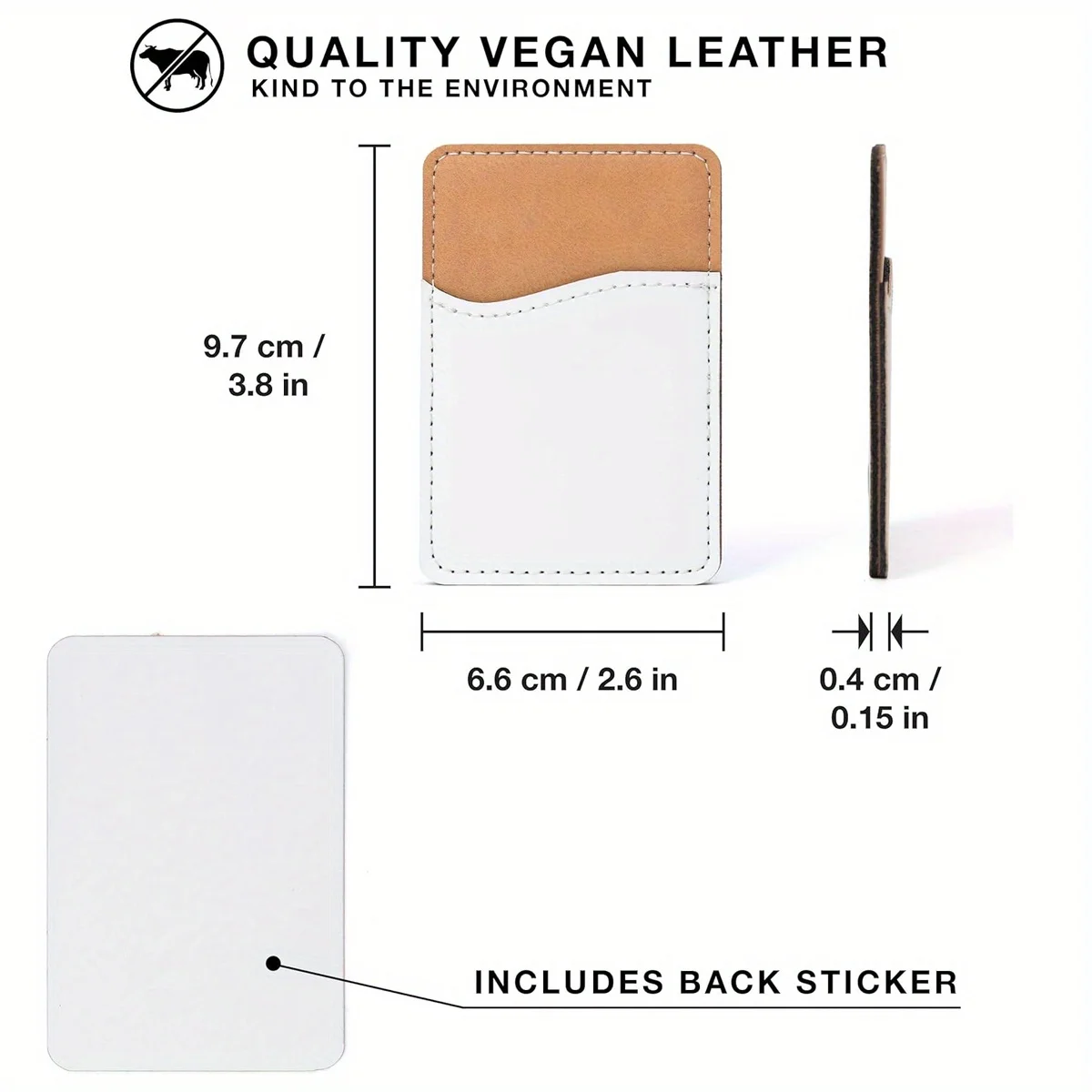 5 Pack DIY Customizable PU Leather Phone Card Wallet-Stick-On Back Pouch For Phone, Vinyl-Compatible Sublimation Blanks