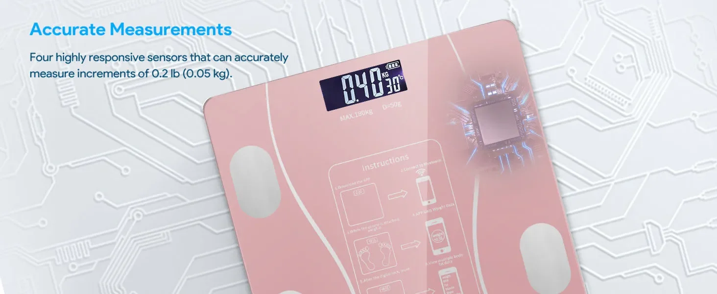 Description Picture 4 of itemDigital Simple and Practical Body Fat Scale with Smartphone App, Bathroom Scale with Led Display, Provides Body