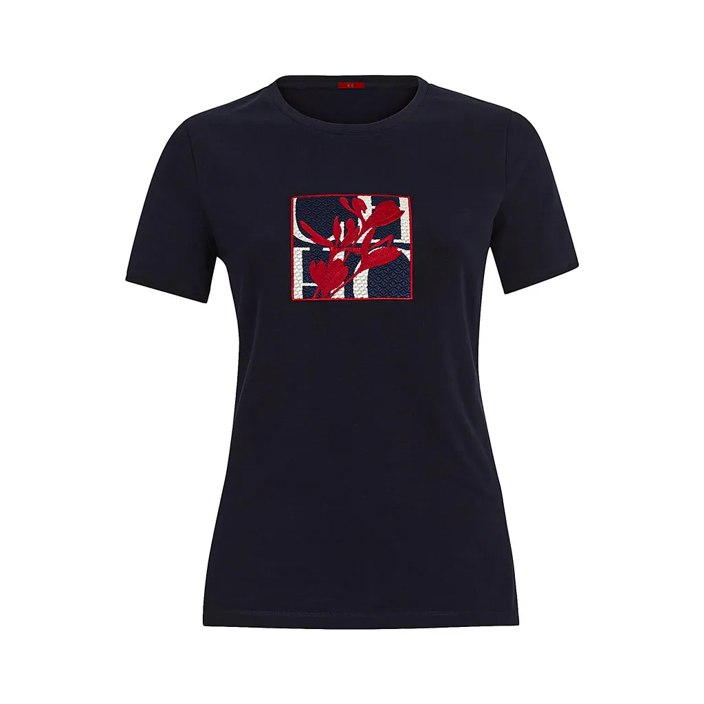 CHCH Women's T-shirt Summer New High Quality Round Neck Embroidered Texture Top 1