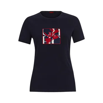 CHCH Women's T-shirt Summer New High Quality Round Neck Embroidered Texture Top 1