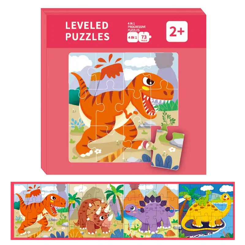 

4 In 1 Magnetic Puzzle Book Toddler Toys Folding Jigsaw Dinosaurs Animal Travel Games Early Education Toys Gift