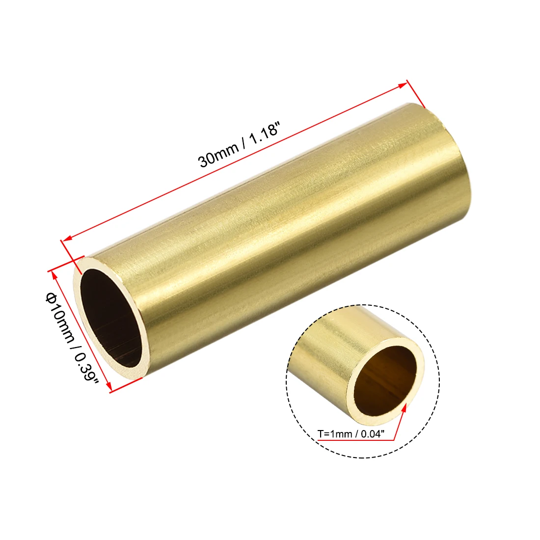 Brass Round Tube 2-10mm OD 0.5mm/1mm Wall Thickness 30mm Length Seamless Pipe Tubing for DIY Crafts Macrame Wall Hanging 10Pcs