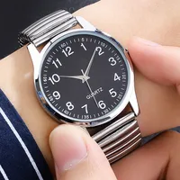 1/2PCS Fashion Couple Watches Simple Arabic Dial Men Quartz Watch Elastic Band Women Wristwatches 5