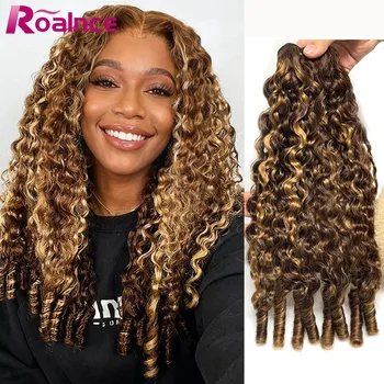 Highlight Ombre 3A 4C Burmese Curly Hair Bundles Raw Hair Bundles  Human Hair Extension Vietnamese Pixie Curly Bundles 1