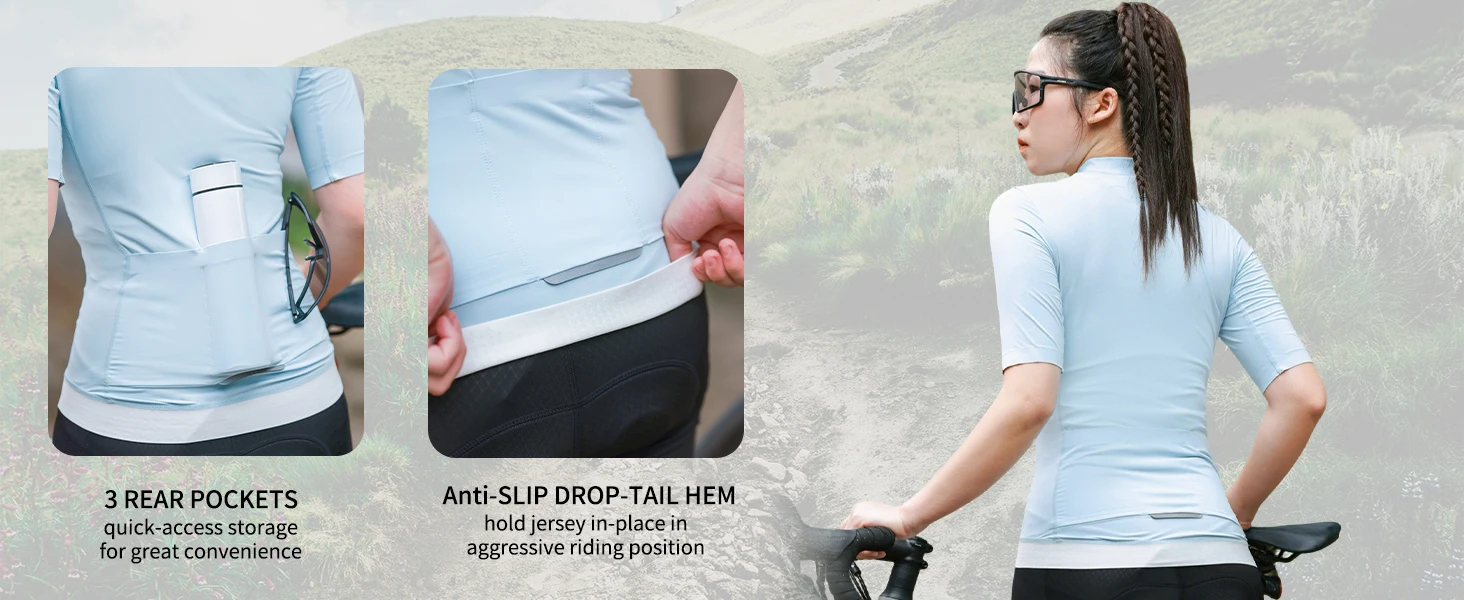 Description Picture 6 of itemWOSAWE Women's Cycling Jersey Short Sleeve Summer Bicycle Jersey Road Bike Shirt Cycling Clothing Breathable Pro Team
