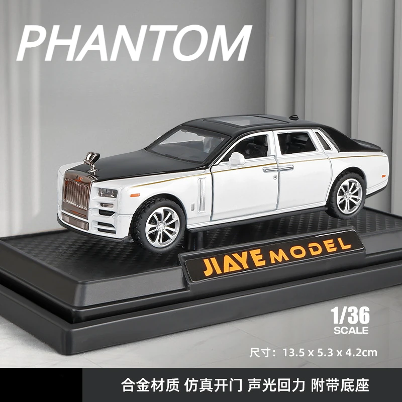 

1:36 Rolls Royce Phantom sedan High Simulation Diecast Metal Alloy Model car Sound and Light Pull Back Collection Kids Toy Gifts