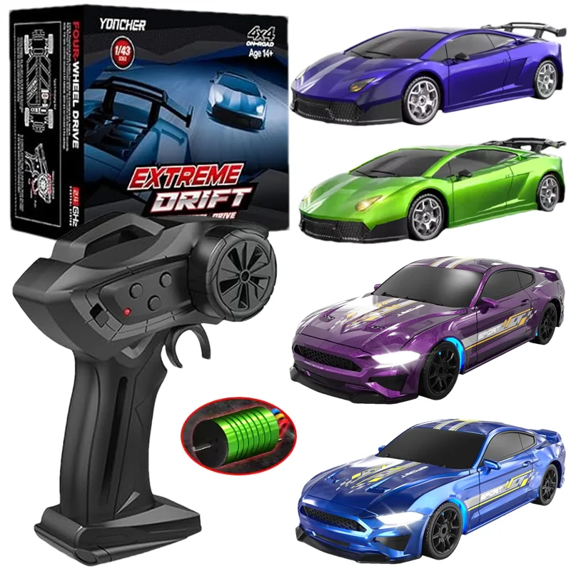 Rainbow Riff Coche RC 1:14 4WD Drift | Velocidad 28 Km/h Con Luces LED | Incluye 8 Neumáticos (Carrera Y Drift) | Batería Recargable USB | Regalo Para Adolescentes