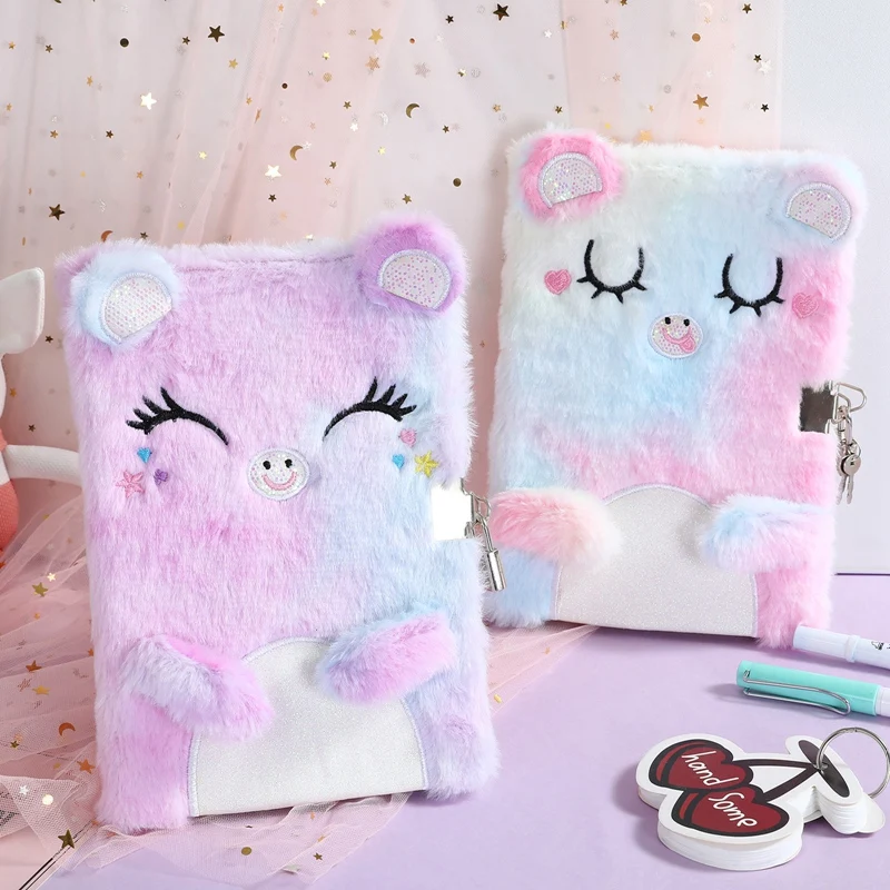 

Cute Cat Shape Plush Notebook Kids Fluffy Daily Planner Journal Book Plush Personal Diary Stationery Friend Teacher Gifts