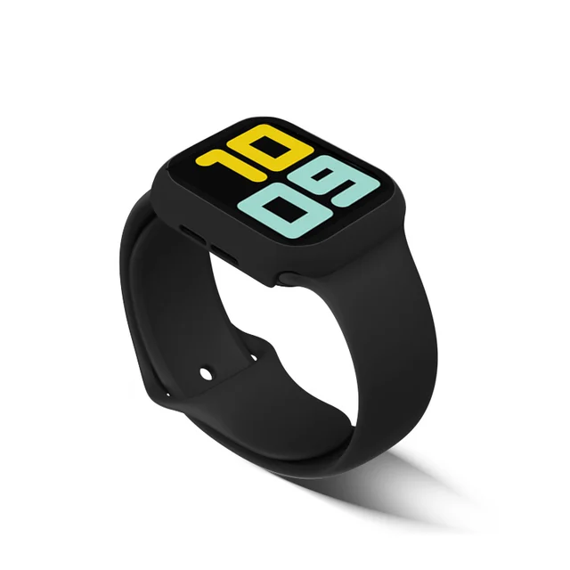 Strap+Glass+Case for Apple Watch Band 44mm 40mm iWatch band 42mm 38mm silicone bumper+bracelet for apple watch series 4 3 5 SE 6 1Black