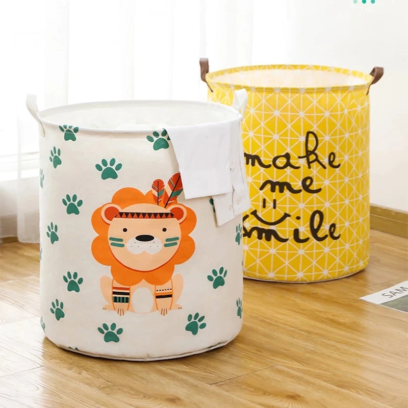 

Baby Laundry Basket Sundries Storage Basket Foldable Toy Storage Bucket Dirty Clothes Container Folding Cartoon Animal Box laund