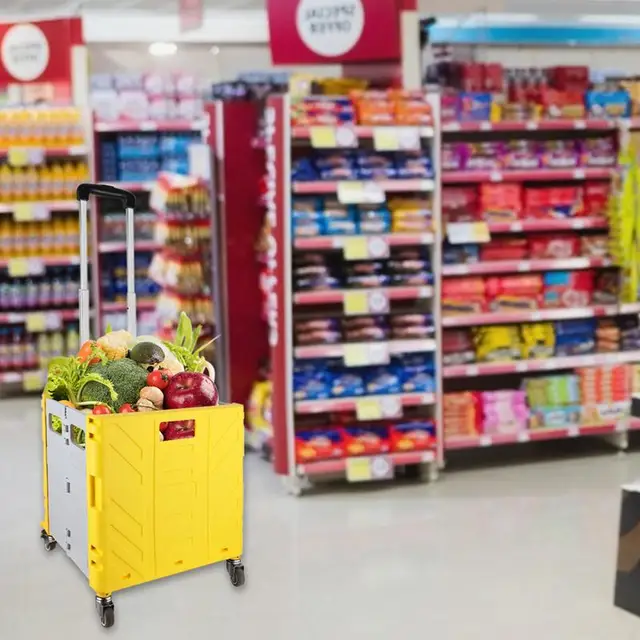 Gördülő Láda Kerekekkel Hordozható Bevásárló Multifunkcionális Kézi Kocsi Teleszkópos Fogantyúval Az Utazás Mozgó Élelmiszerbolthoz - Image 2