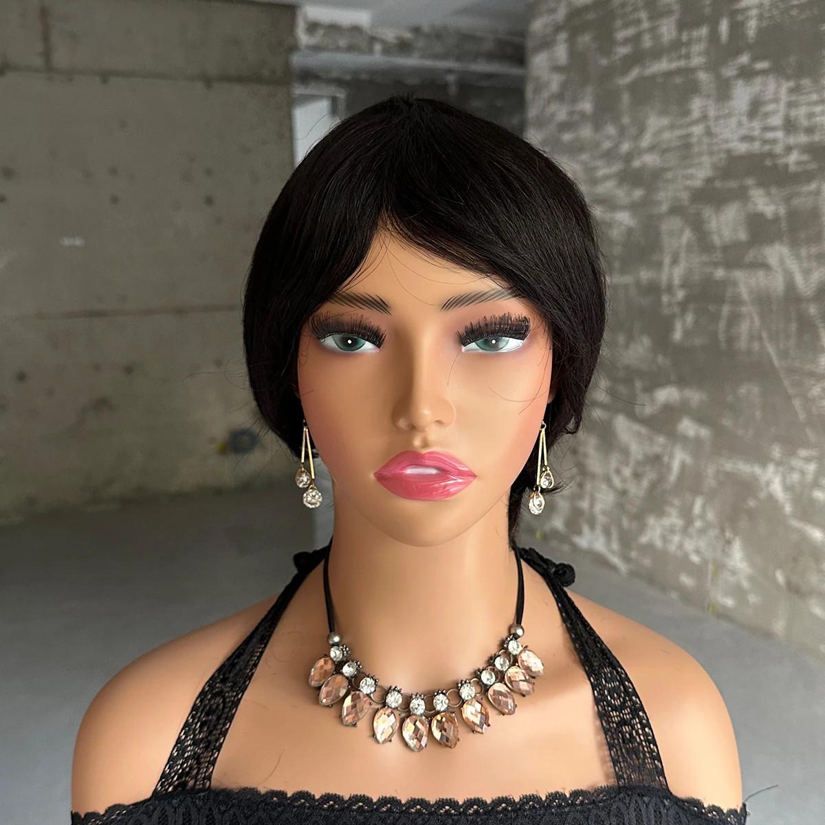 Short Human Hair Wigs Pixie Cut Straight perruque bresillienne for Black Women Full Machine Made Wigs With Bangs Cheap Wig