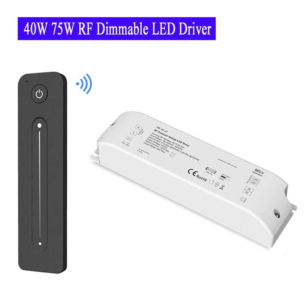 40W 75W Dimmable LED Driver DC 12V 24V Constant Voltage Power Supply ...