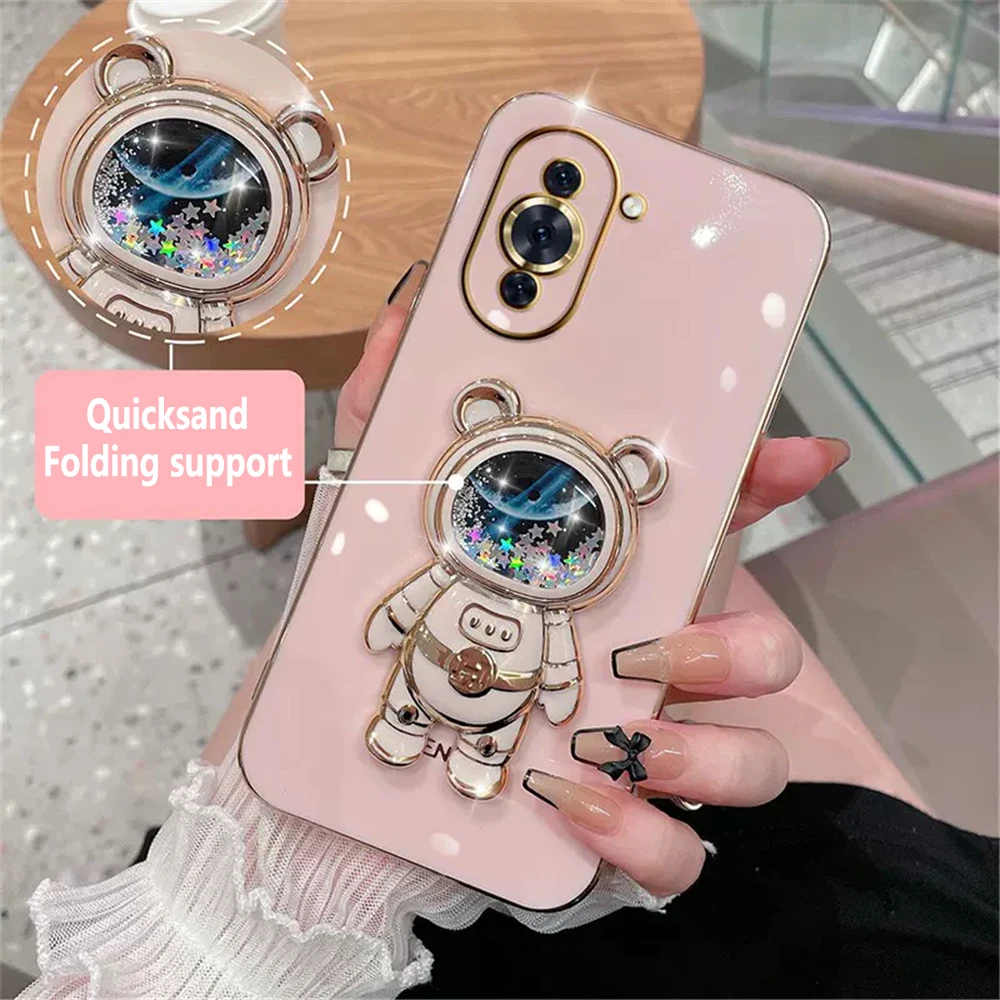 Quicksand Bear Astronaut Plating Kickstand Phone Case