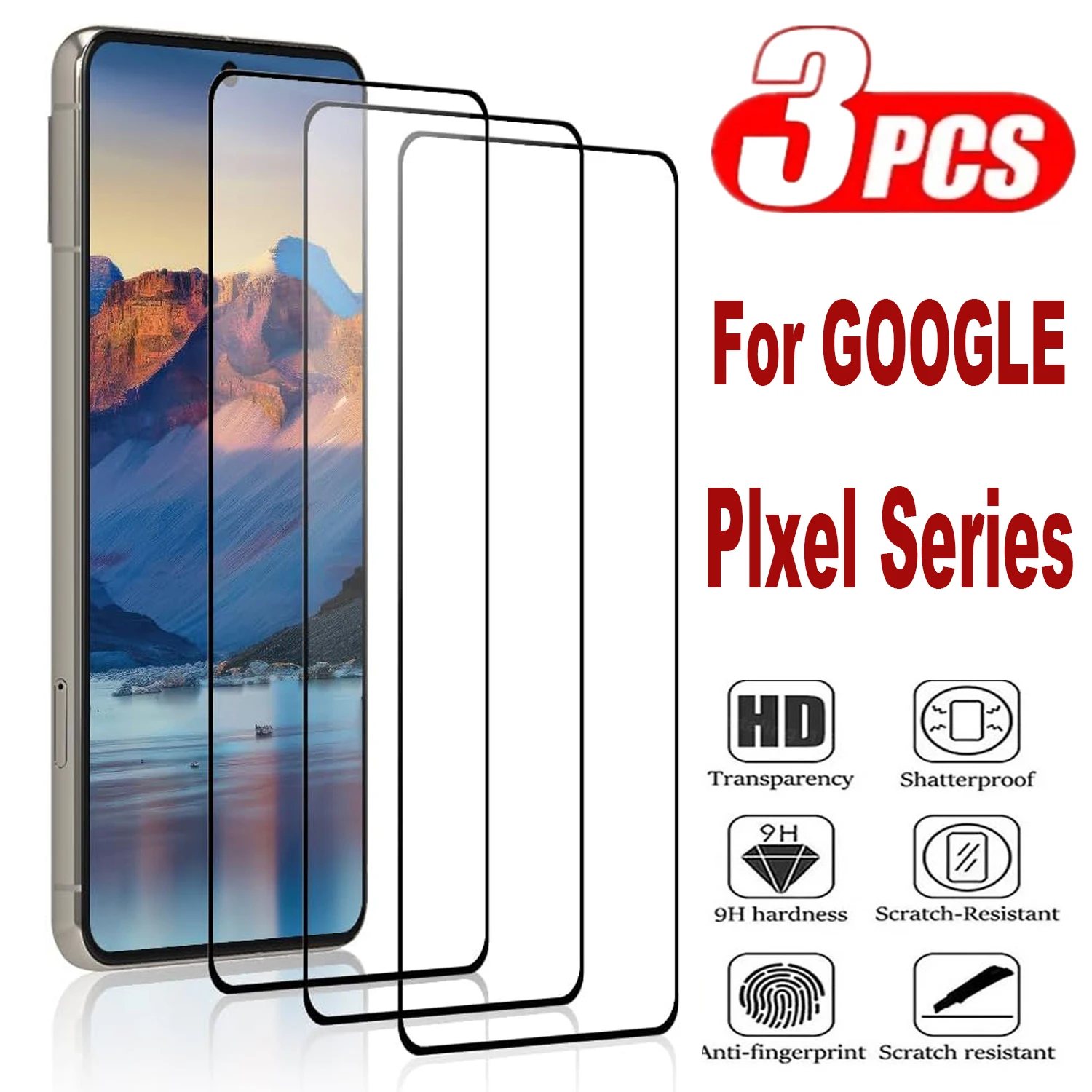 

3Pcs Black Tempered Glass For Google Plxel 2 3 4 XL Screen Protector For Google Plxel 8 Plxel 8Pro Plxel 7 6 5 7a 6a 5a Glass