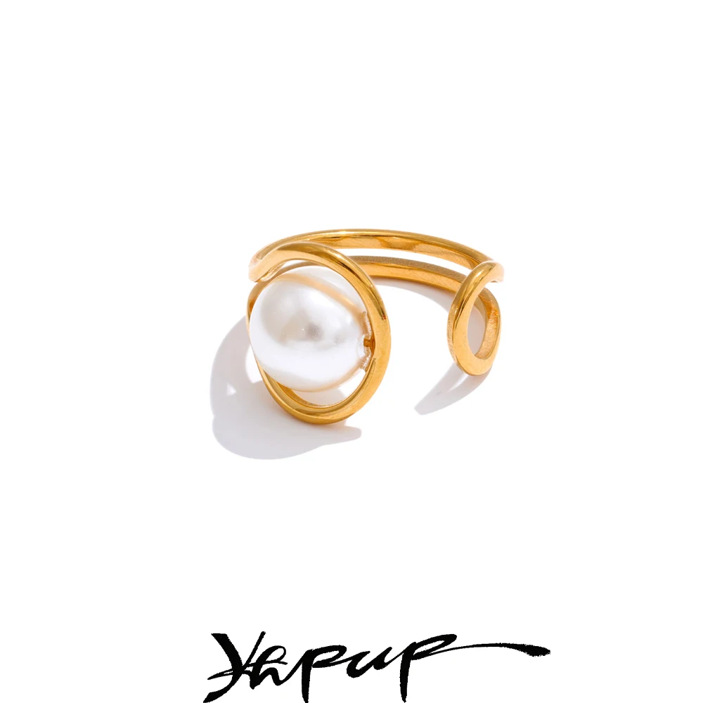 Yhpup Size 567 Simulated Pearls Open Ring for Women