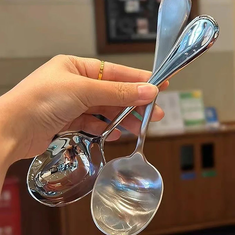 Set 2 Mestoli Da Cucina In Acciaio Inossidabile 304 – Cucchiaio Per Minestra E Mestolo Colino, Argento, 25,9 Cm, Stampaggio Integrale Antimacchia