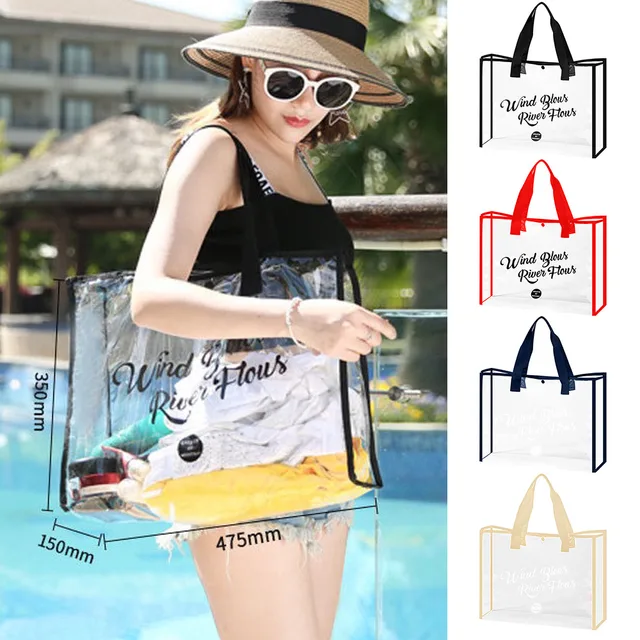 2022 Summer Large Size Plastic Shoulder Shopping Bag Beach Leisure Pvc Bags  Transparent Tote - Buy 2022 Summer Large Size Plastic Shoulder Shopping Bag  Beach Leisure Pvc Bags Transparent Tote Product on