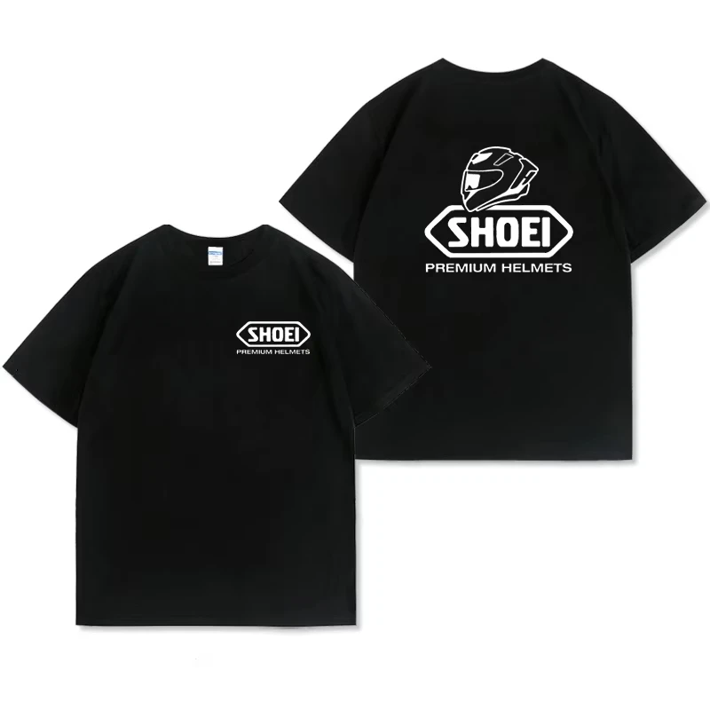 New Shoei Motorcycle Helmet T Shirt Pure Cotton Riding Recommended Size S 4XL Heavyweight Streetwear Top