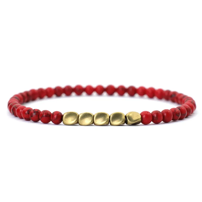 Mens Onyx Red Howlite Stone Bracelet Handmade Yoga Accessories
