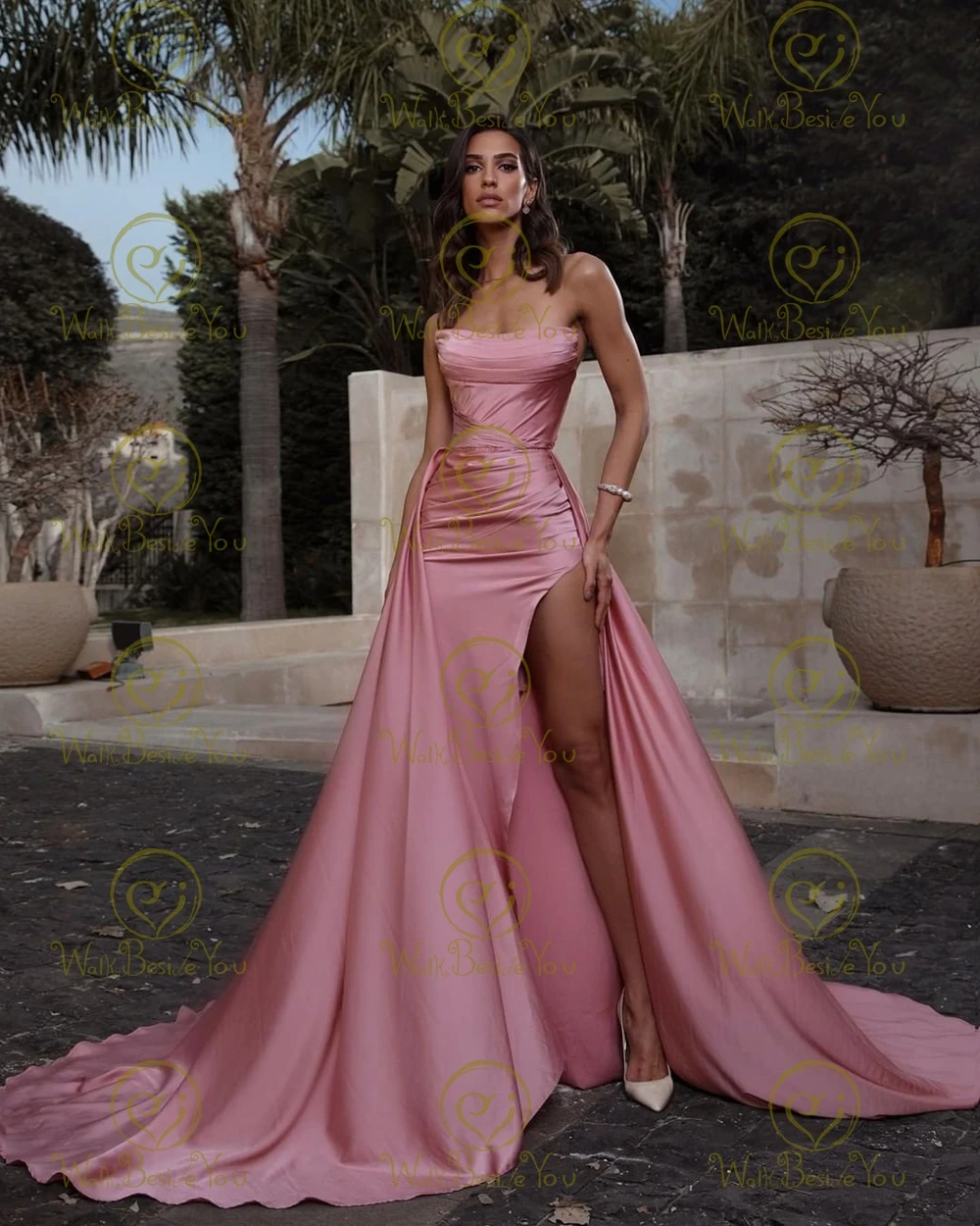 Rent Pink And Blue Organza Multi Layered Gown Online | Glamourental