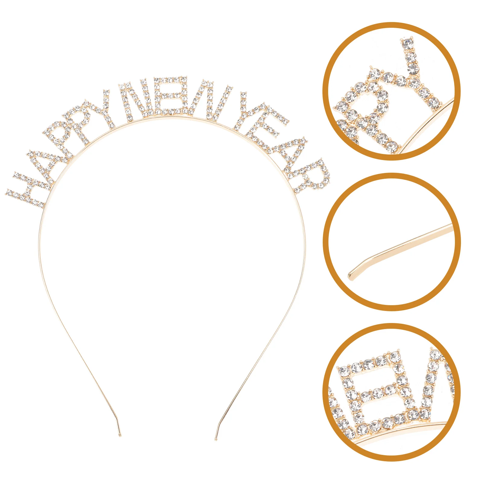 

Beaupretty Christmas Decor Happy New Year Headband 2023 Crystal Headpieces Rhinestone Holiday Party Hair Accessory Rose Gold
