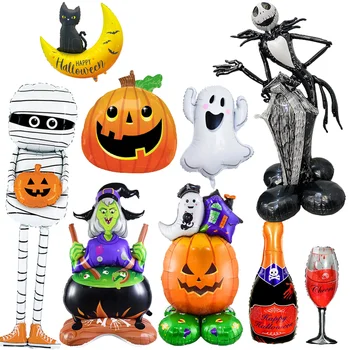 Halloween Balloons Standing Pumpkin Ghost Witch Inflatable Decoration Set Large Foil Balloon Arch For Kids Party Supplies Deco