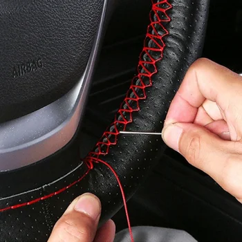 Coprivolante per auto antiscivolo in morbida pelle artificiale 38 cm con aghi e treccia di filo sul volante Accessori per auto