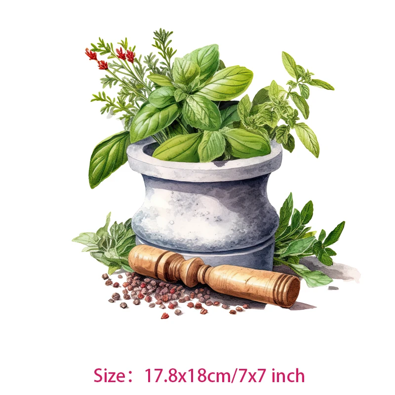 Spice Seasoning  Spice Pot Salt Pepper Kitchen Iron on Patches For DIY Heat Transfer Clothes T-shirt Thermal transfer stickers