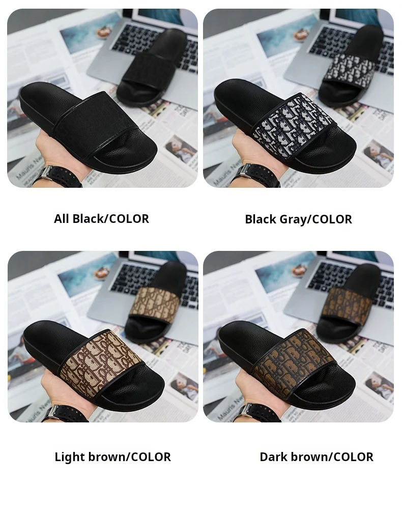 شباشب منزلية للرجال خفيفة الوزن صيفية بنمط جديد مسطحة وبالية كاجوال منقوشة كلاسيكية صنادل مضادة للانزلاق سريعة الجفاف