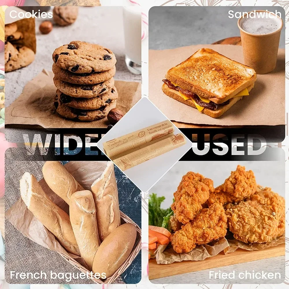 50/100pcs Oil-Proof Baking Food Wrapper Wax Paper Burger French Fries Wrapping Oilpaper Kitchen Sandwich Bread Food Baking Tools