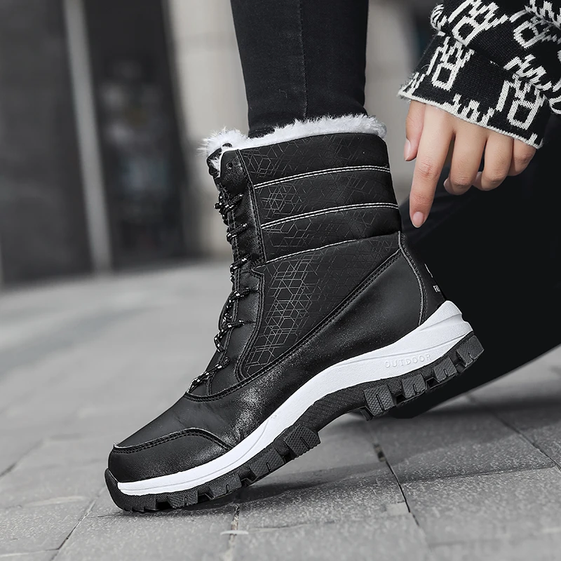 Winter Shoes Warm Women Outdoor Walking Shoes High Tube Comfortable Breathable Casual Boots Plus Velvet Anti-slip botas