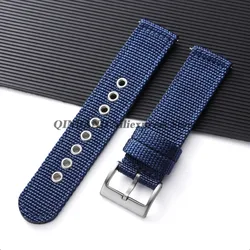 Quick Release Woven Canvas Watchband Strap - Versatile Nylon Fabric Sport Bracelet - 22mm (Blue)