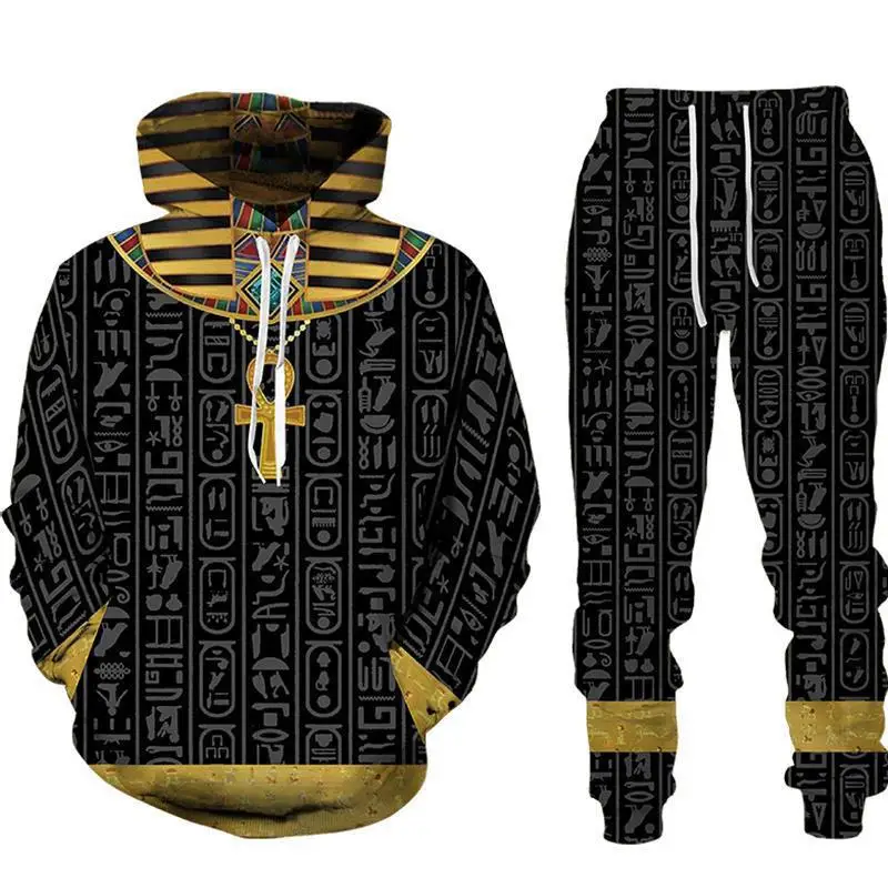 thumbnail image 1 of Conjunto de sudadera con capucha del faraón egipcio Anubis con el Ojo del Dios egipcio del coro antiguo impreso en 3D, 1 of 5