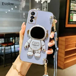 6D Plating Astronaut Lanyard Phone Case with Soft TPU Back Cover for OnePlus Nord CE 4 (Blue)