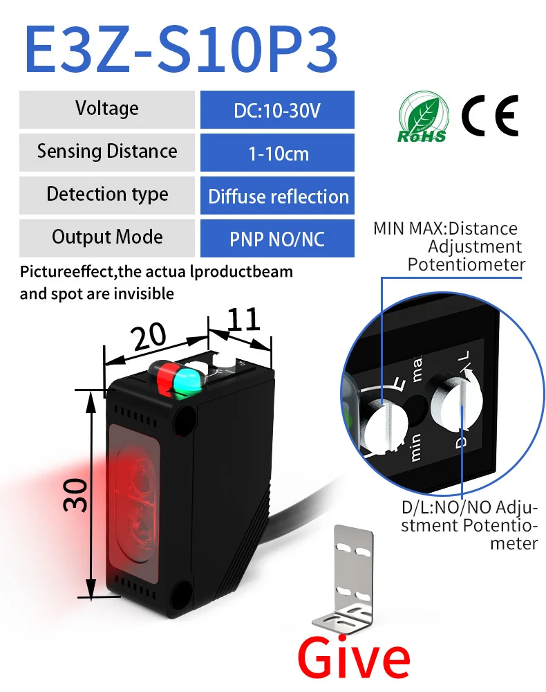 10CM 3-wirePNP NO NC