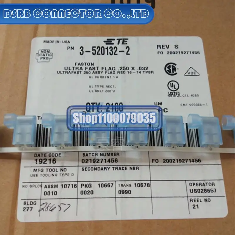 

2100pcs/lot new and original 3-520132-2 for 14-16AWG