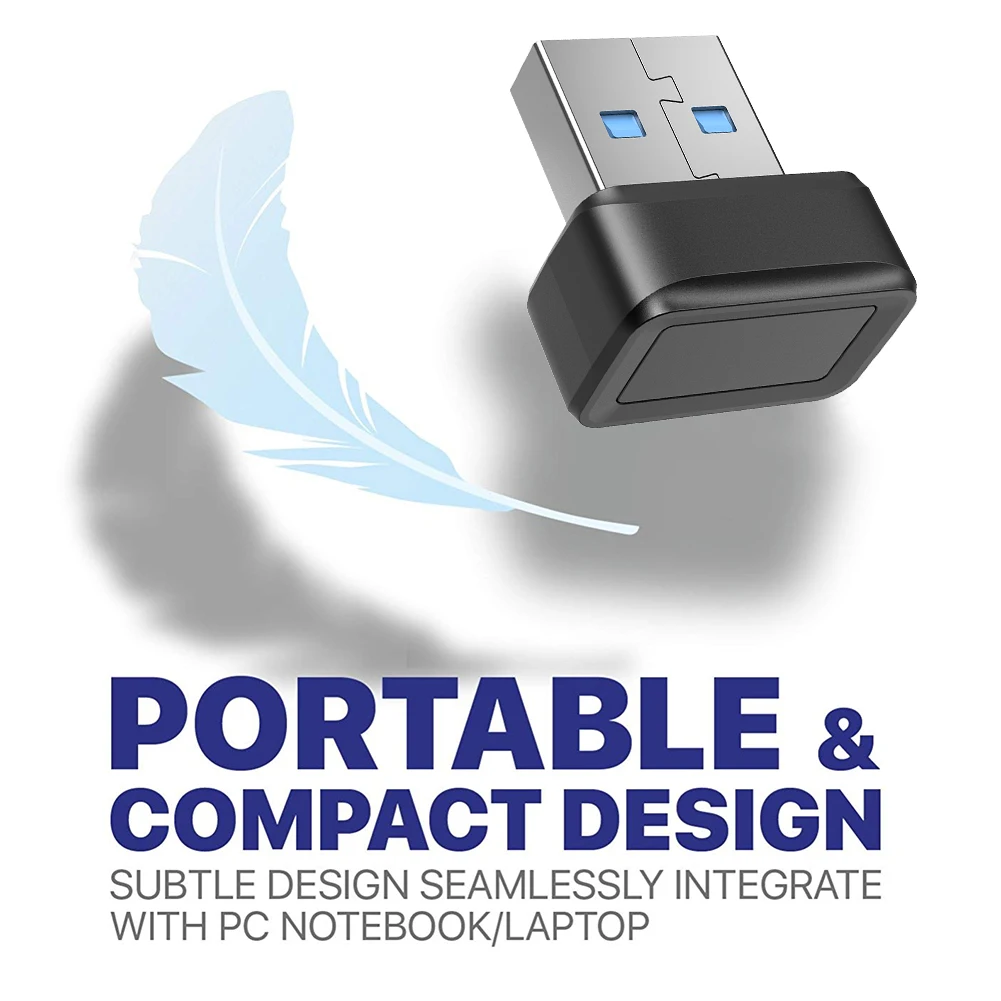 USB Fingerprint Key Reader FIDO U2F Biometric Mini Security Key Dongle Windows Hello Anti-Spoofing Speedy Matching Security Key