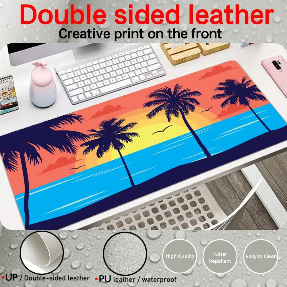 

Coconut Tree Holiday Mousepad Large Mouse Pad Gaming Waterproof Non-slip PU Leather Suede Desk Mat Computer Keyboard Table Mats