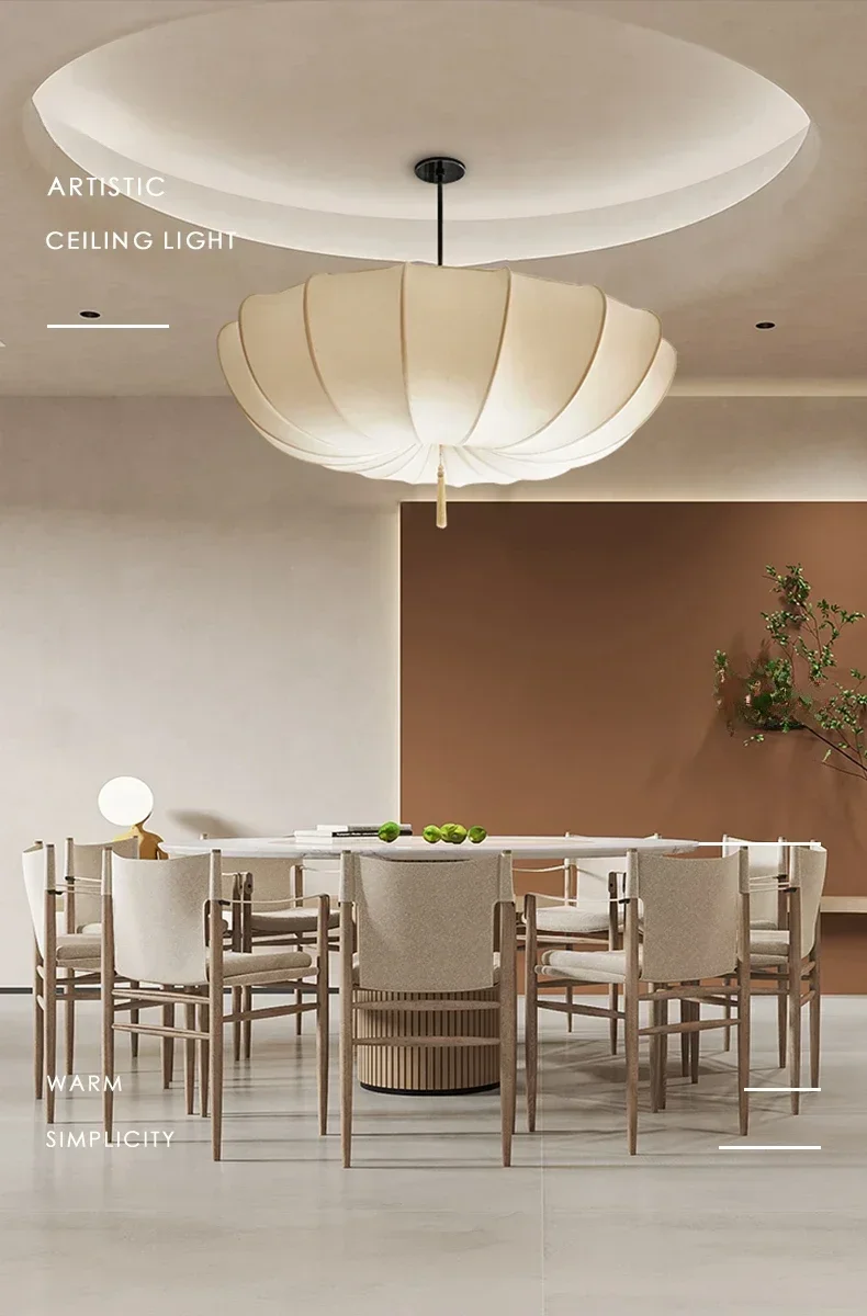 Description Picture 2 of itemUmbrella Shape Pendant Lights Wabi Sabi Fabric Pendant Lights Living Room Shop Bedroom Hanging Lamps for Room Decor Lustre LED