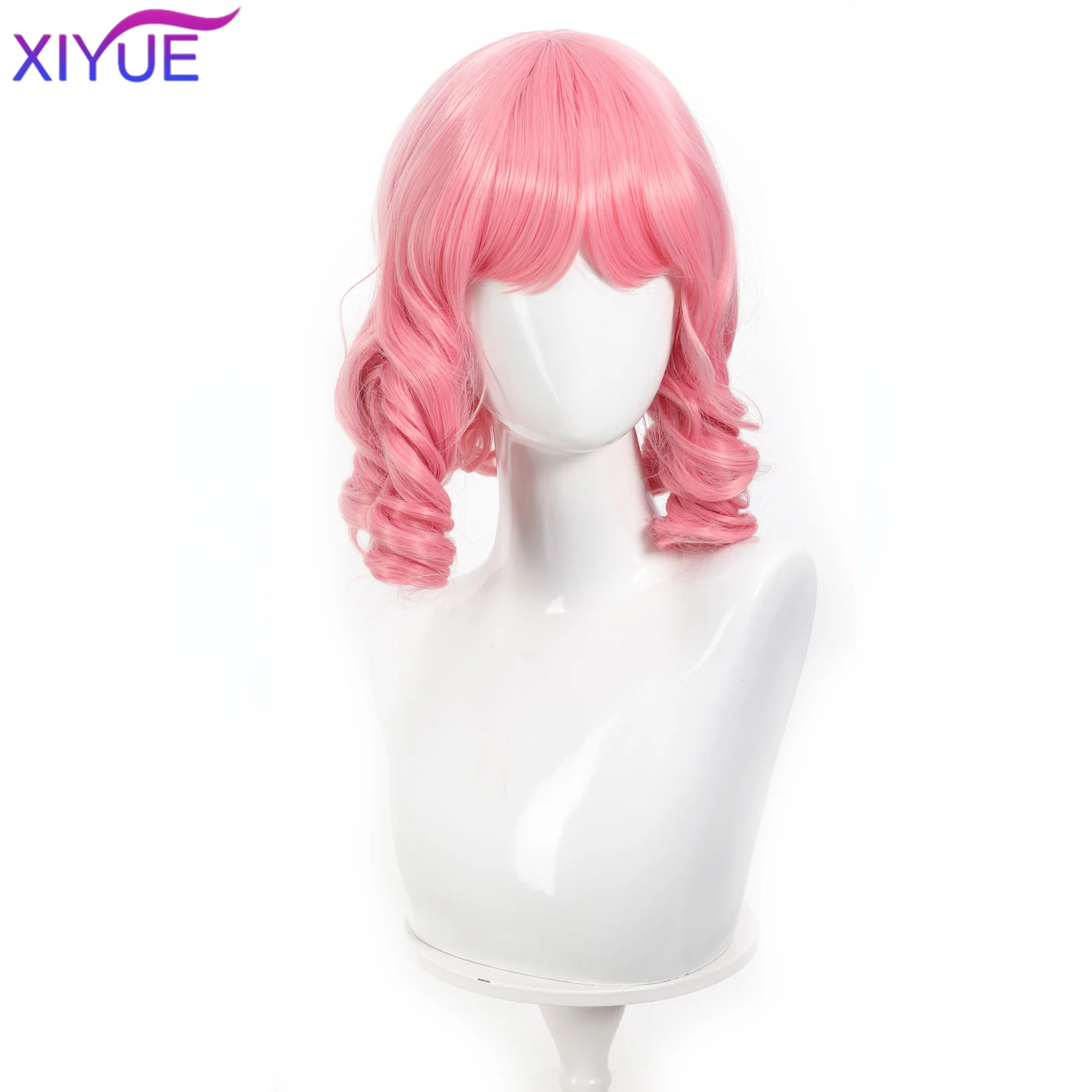 Synthetic Long Roman Curly Wavy Lolita Wig with Bangs Wig Girl Cute Ombre Pink Blonde Black Cosplay Party Halloween Harajuku Wig