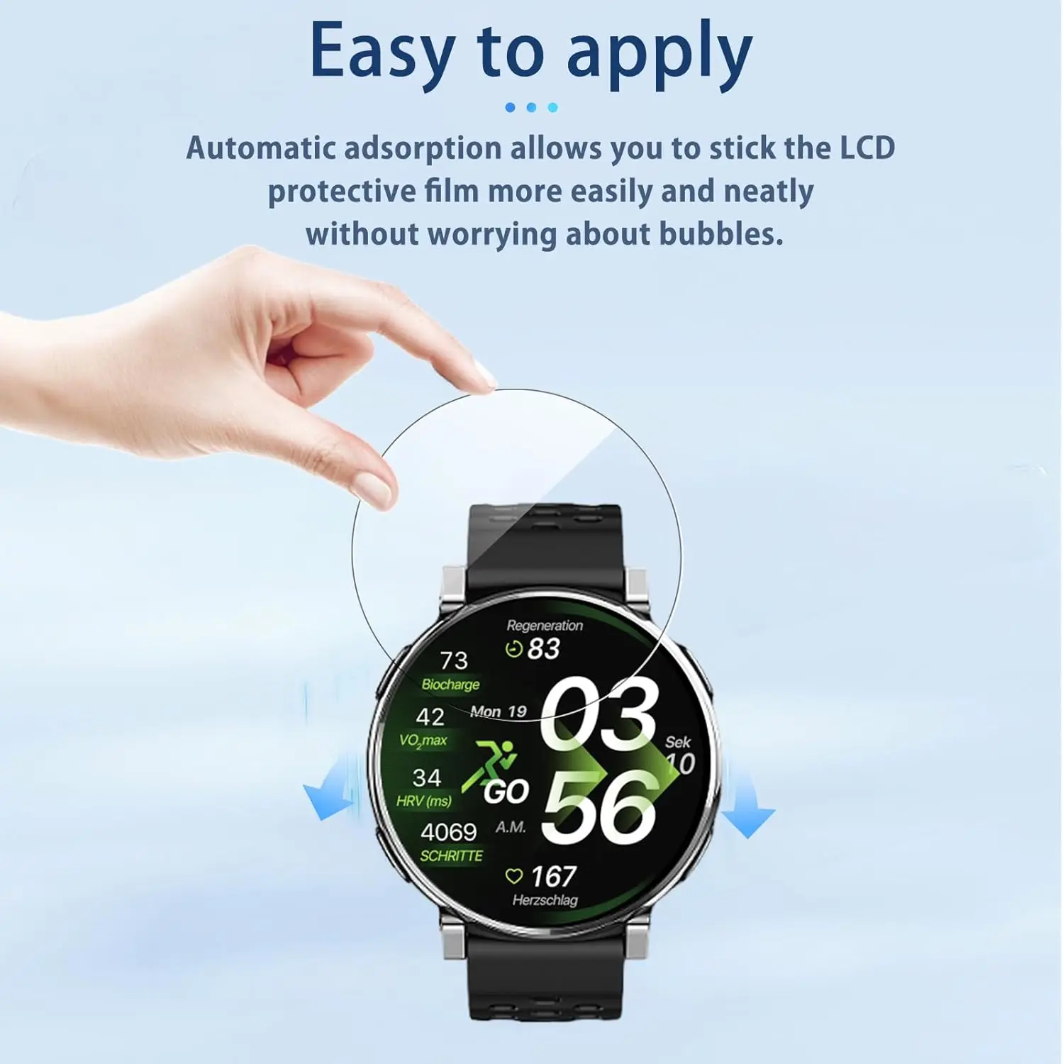 Amazfit Active 3용 강화 유리 설치가 용이함 프리미엄 스크린 프로텍터 Amazfit Active 3용 긁힘 방지 보호 필름