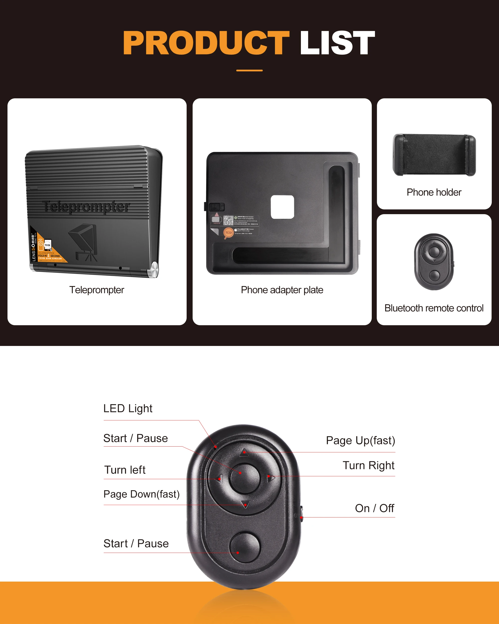 LENSGO TC7II Portable Phone+Camera Teleprompter 8