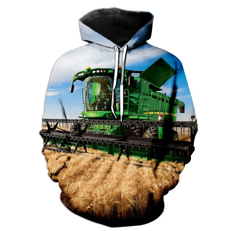 Farm Harvester Pattern Hoodies 3D Printed Unisex Pullovers Hiphop Hoodie Casual Sweatshirts Street Top Tracksuit