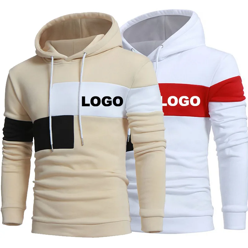 Custom Logo Men's Hoodies Spring Autumn Casual Patchwork Sweatshirts Male Tracksuit Top Fashion Men's Clothing Pullovers Hoodie custom your logo two piece woman outfits pullovers hoodies and elastic waist jogger pants spring autumn tracksuit woman suit