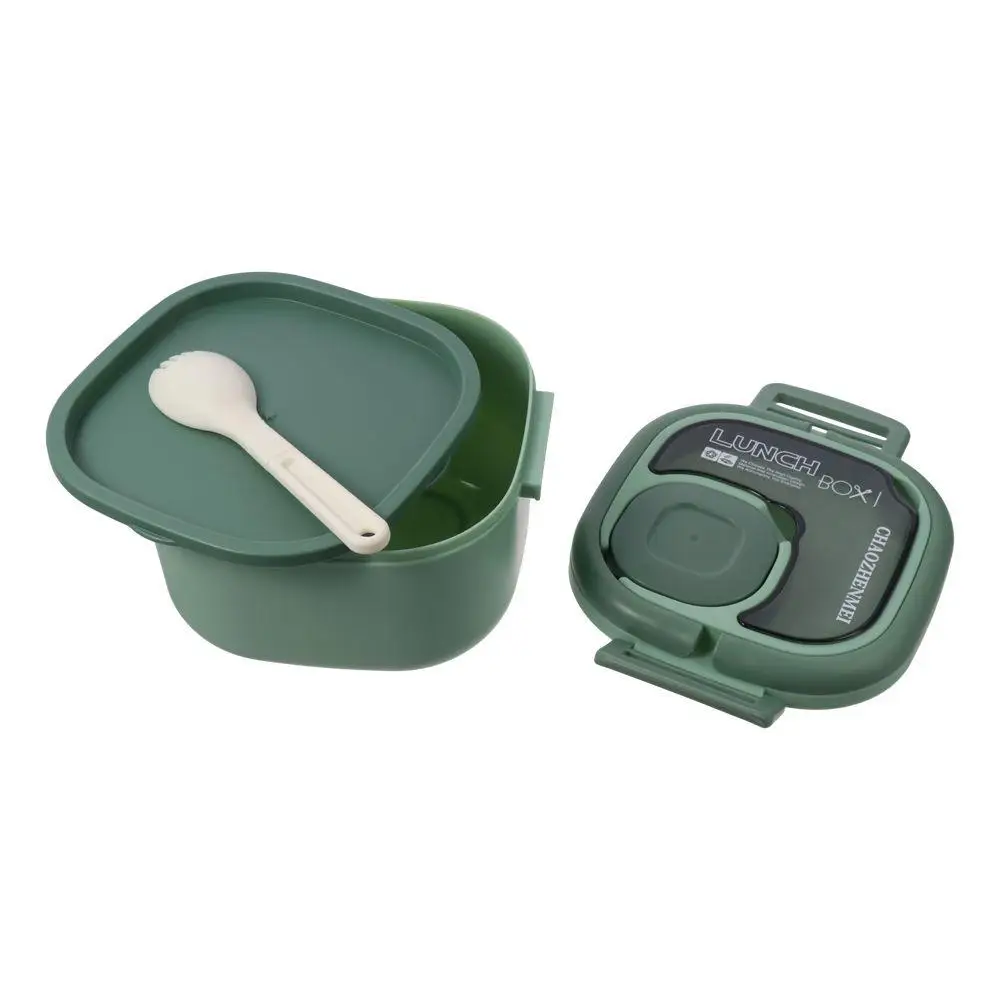Plastic Student Lunch Box Large Capacity with Cutlery Sauce Box Microwavable Insulated Lunch Box