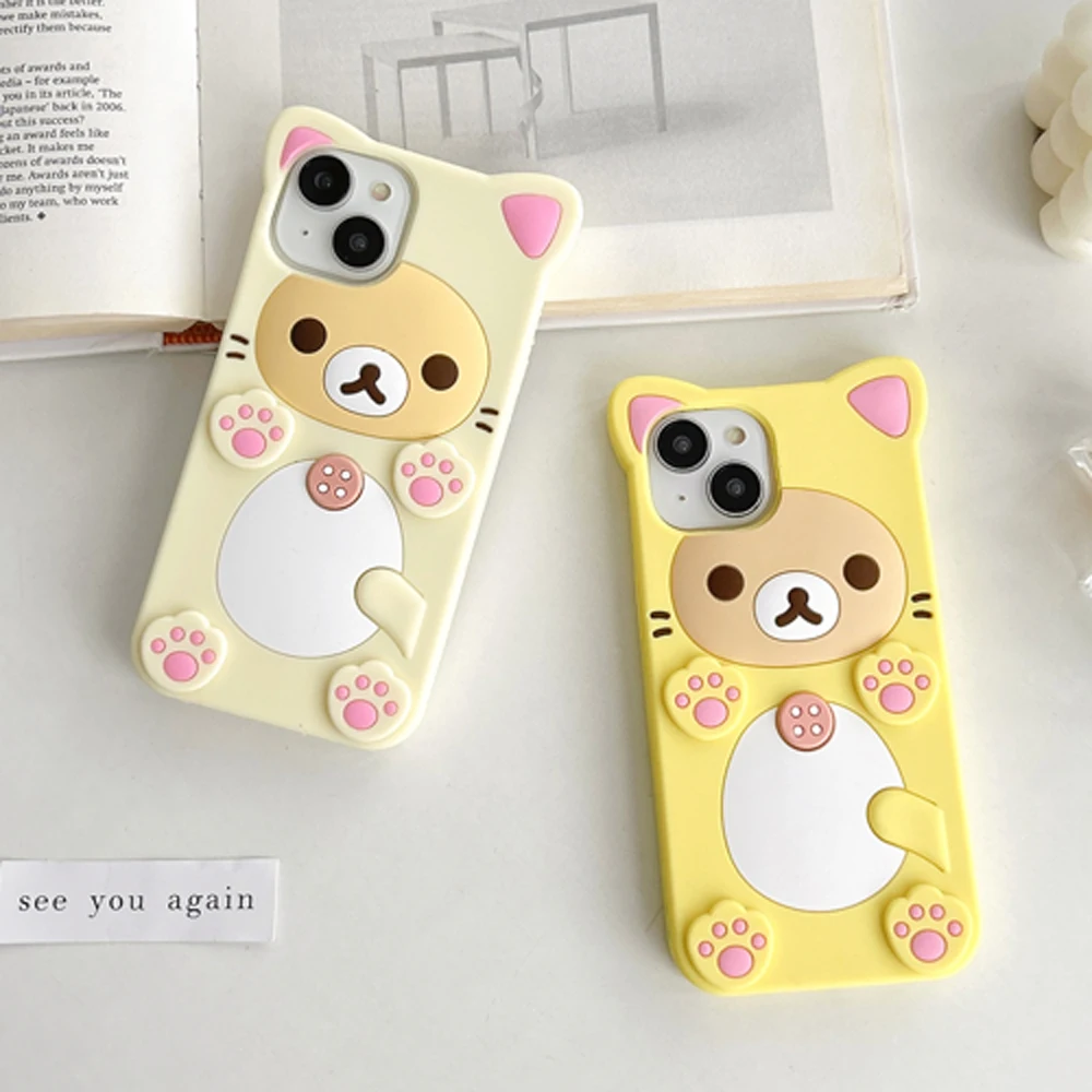 Cartoon Cat Bear Claw 3D Silicone Phone Case