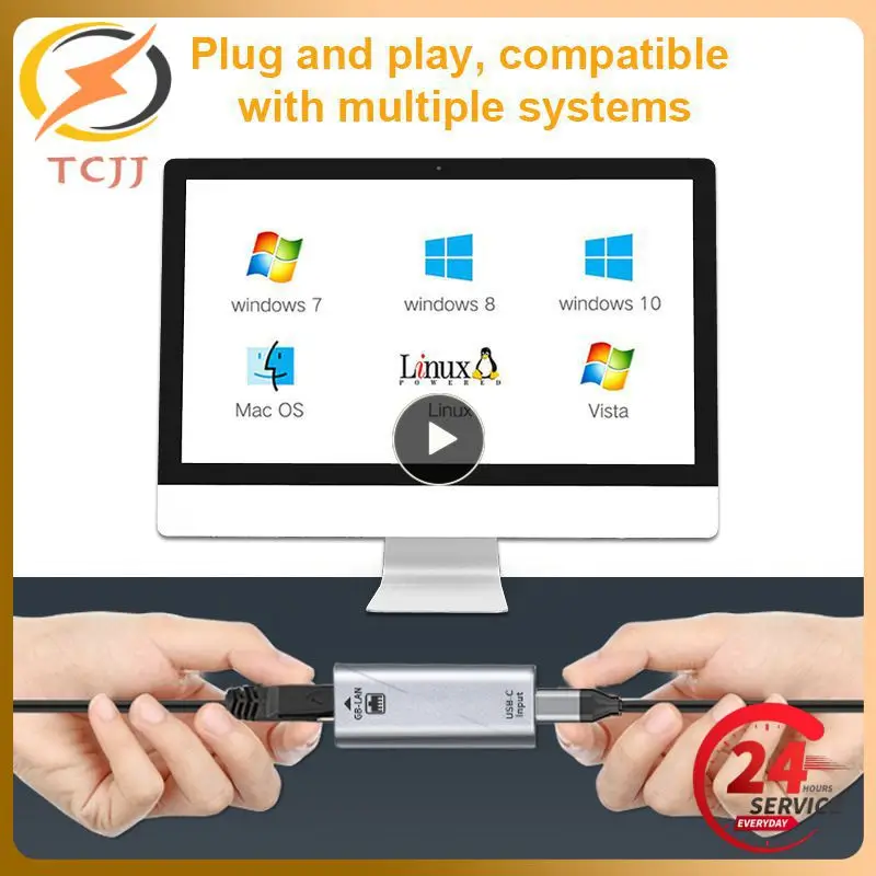 PC 노트북 스마트폰용 유선 LAN 네트워크 카드, C 암-RJ45 암 USB C 타입-이더넷 어댑터, 10/100/1000 기가비트