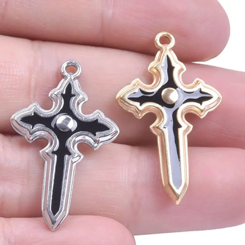 

5pcs/Lot Stainless Steel Cross Pendants diy Charm for Jewelry Making Black Amulet Necklaces Supplies Material Bulk Accessories