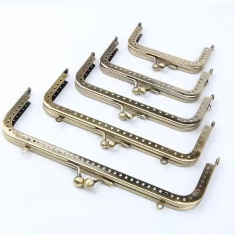 

1pc Bronze DIY Purse Handbag Handle Rectangle Metal Kiss Clasp Lock Frame Hanger Handmade Bag Parts Hardware Accessories 8-18cm